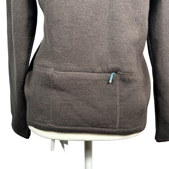 Title Nine Wool Blend Moto Knit Sweater XS Brown Teal Asymmetrical Zip Jacket - Picture 9 of 14